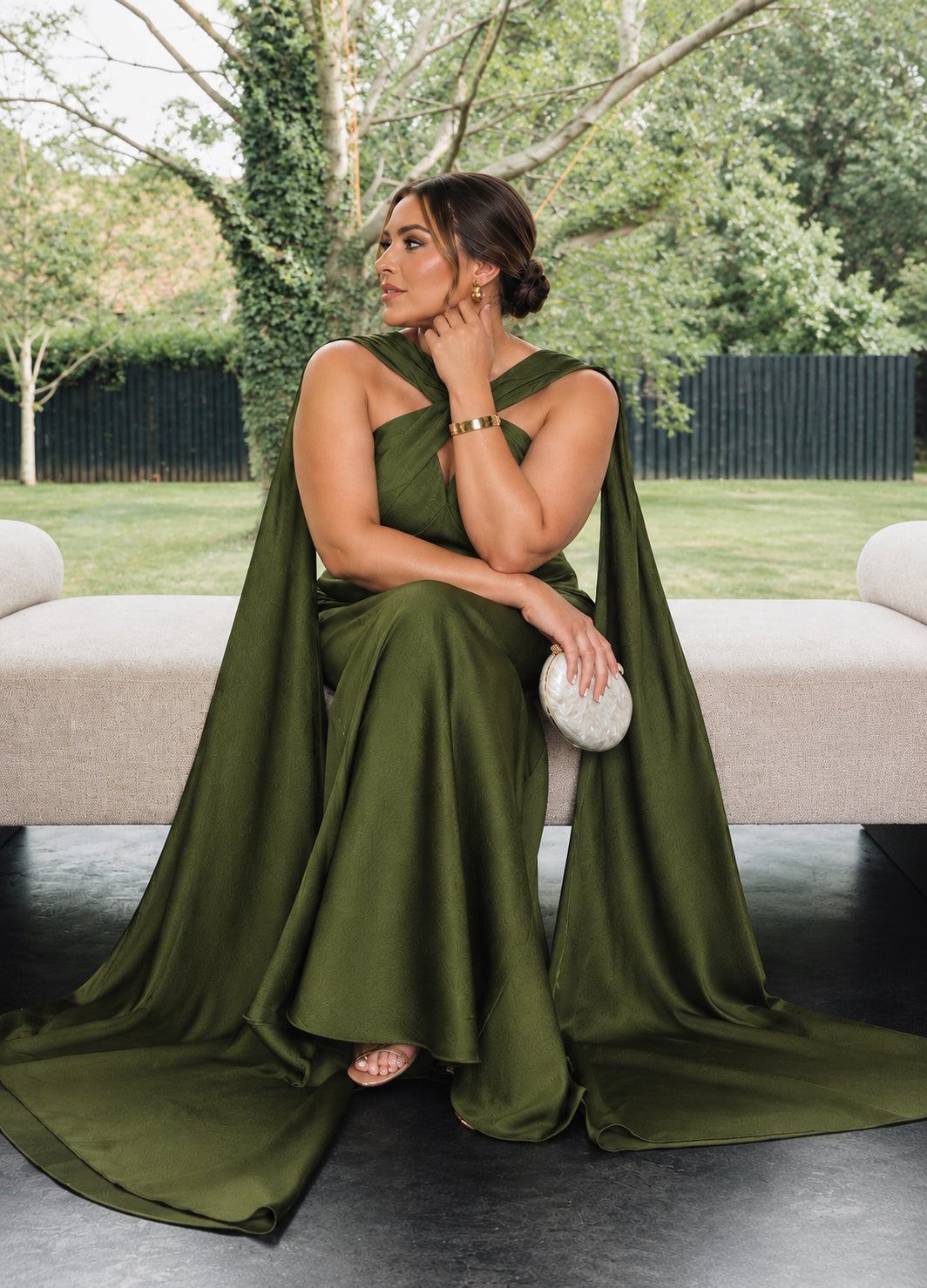 L.A-S olive green scarf dress image 1