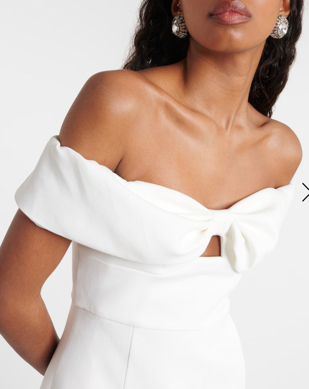 Self Portrairt White Bow Off-Shoulder Crêpe Mini Dress size 6-8 image 1