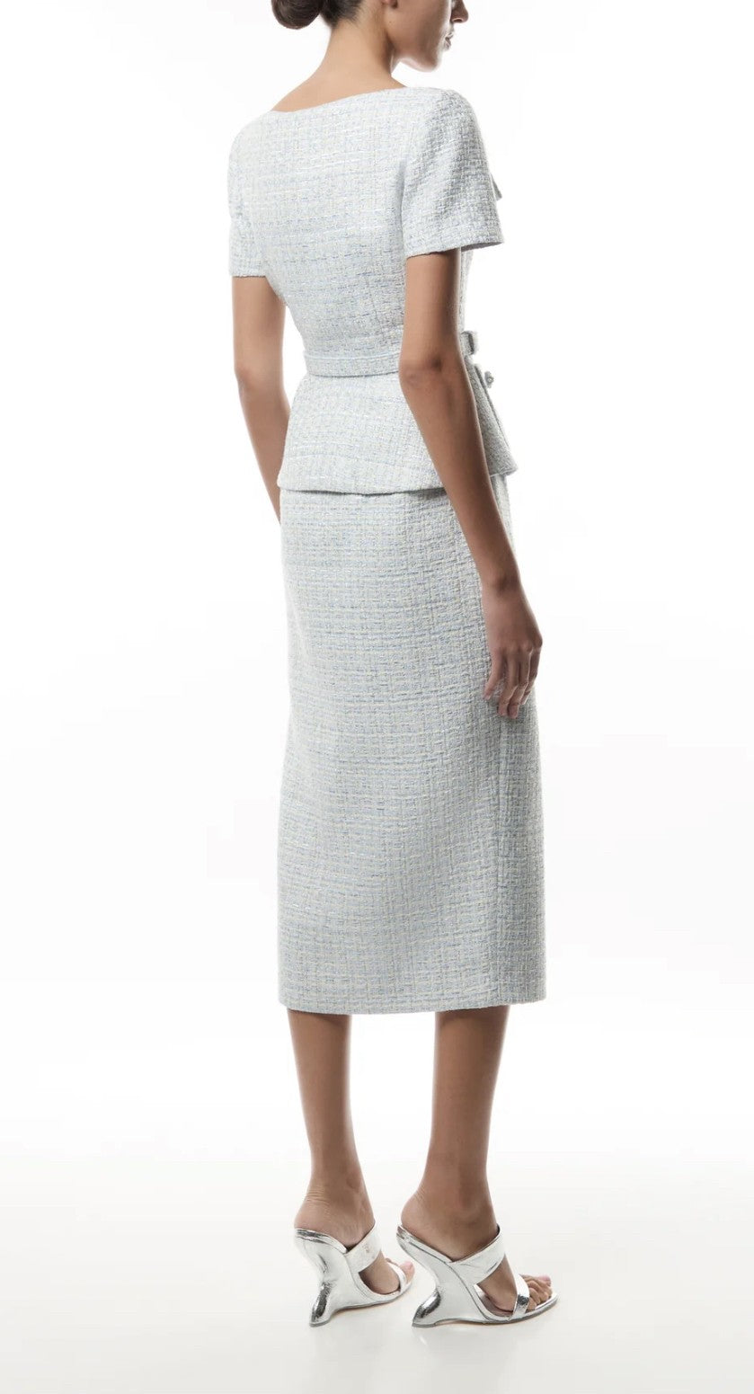 Self portrait- BLUE BOUCLE MIDI DRESS image 5