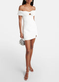 Self Portrairt White Bow Off-Shoulder Crêpe Mini Dress size 6-8 image 0