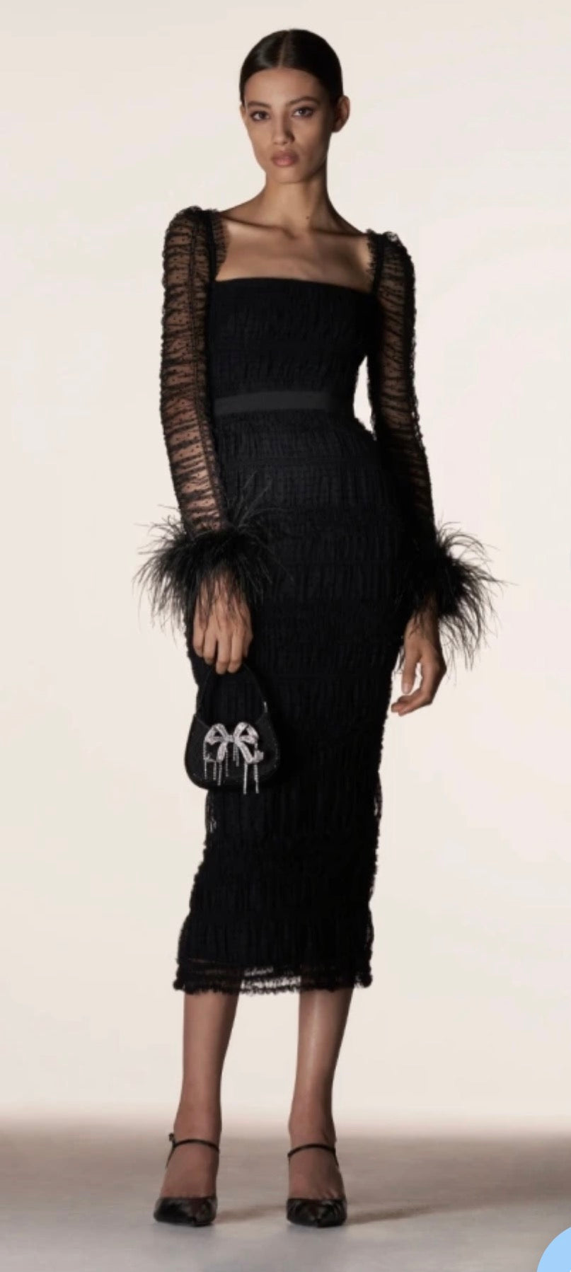 Self-Portrait- Shirred Polka-Dot Tulle Midi