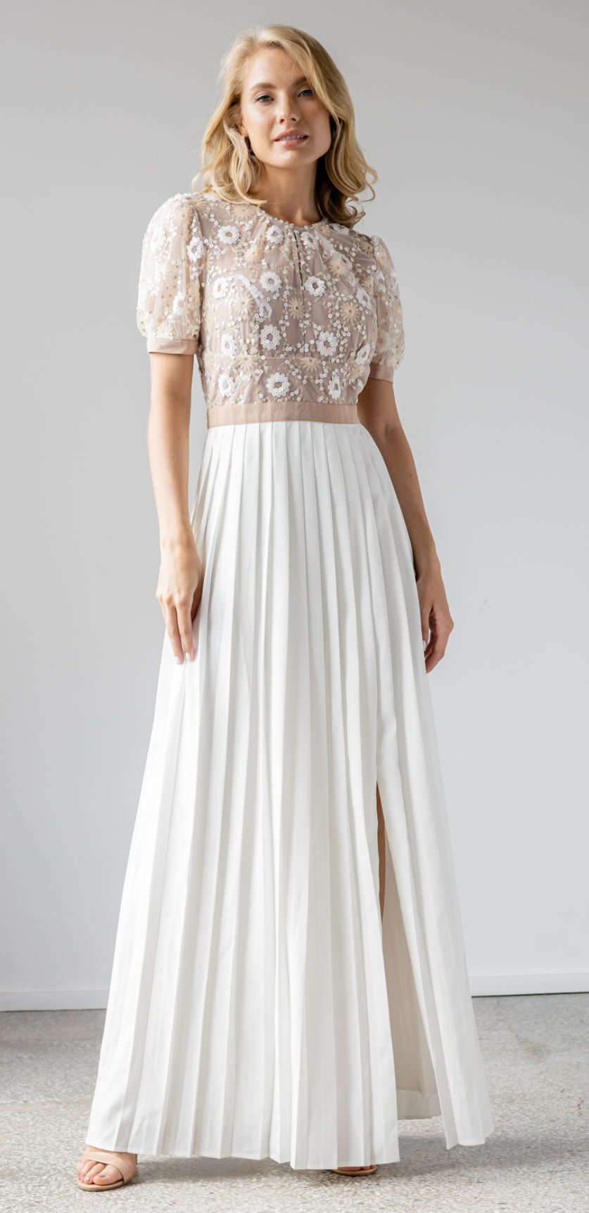 Flower Sequin Maxi Dress- Self Portrait- Bridal BlushDress image 3