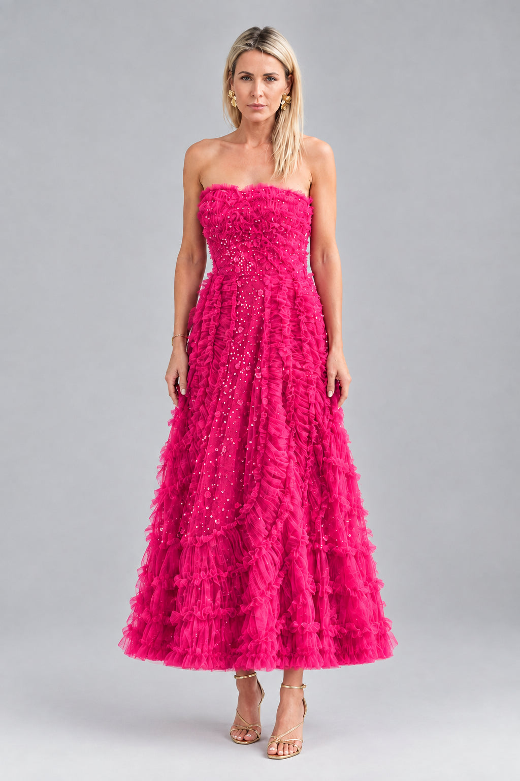 Violet NEEDLE & THREAD Violet Shimmer Strapless Gown in Tulle image 0