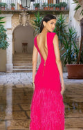 AJE Rushes Raffia Knit Midi Dress Hire – Deep Fuchsia