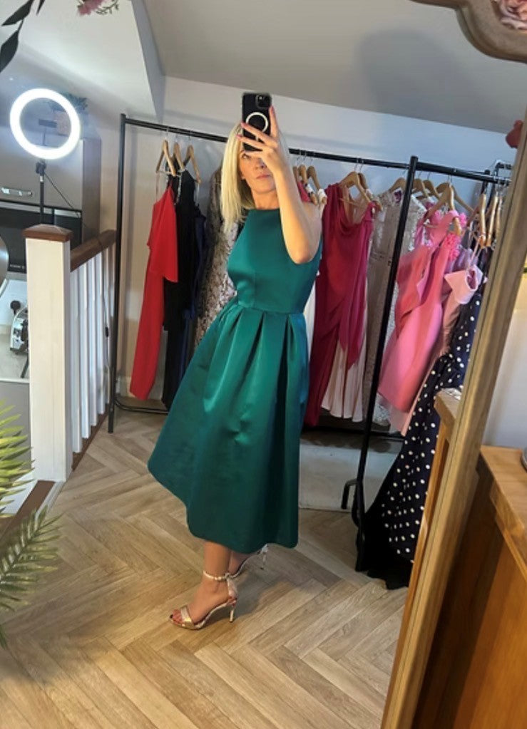 Parosh Emerald Green Satin Dress