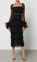 Self-Portrait- Shirred Polka-Dot Tulle Midi
