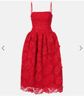 Self Portrait- red bandeau-style lace midi