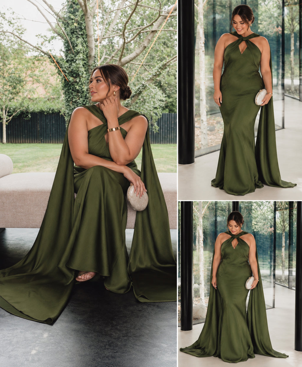 L.A-S olive green scarf dress image 4