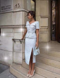 Self portrait- BLUE BOUCLE MIDI DRESS image 0
