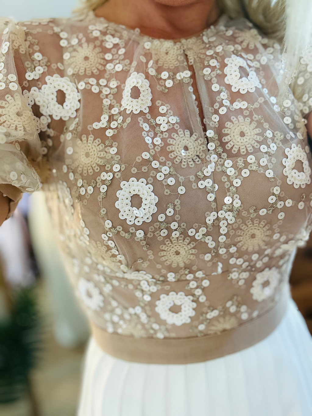 Flower Sequin Maxi Dress- Self Portrait- Bridal BlushDress image 1