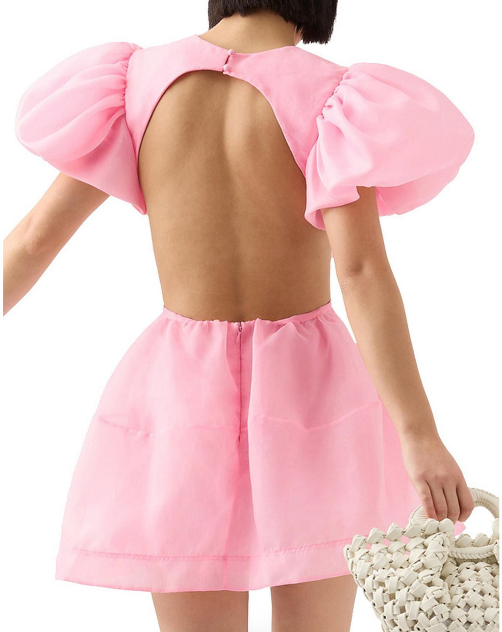 AJE Pink Organza Puff Sleeve Mini Dress image 2