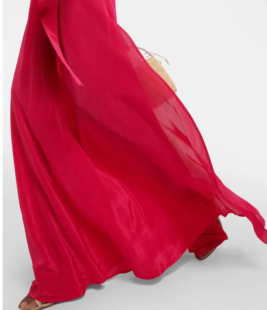 Alexandra Miro- Raspberry Crepe Maxi Dress image 3