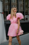 AJE Pink Organza Puff Sleeve Mini Dress image 0