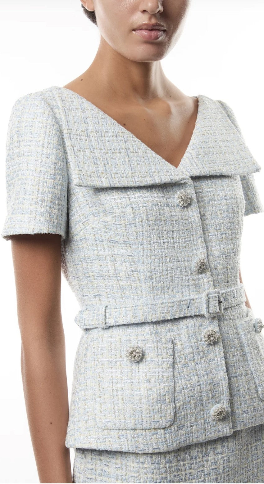 Self portrait- BLUE BOUCLE MIDI DRESS image 4